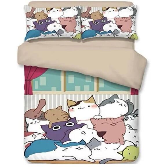 MeMoreCool Cats Kittens Twin Duvet w/Zipper Closure, 1 Matching Sham Pillowcase - Picture 1 of 13
